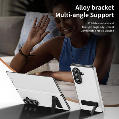 For Samsung Galaxy Z Fold7 5G Flip Cover Folding Holder Vegan Leather Protective Phone Case - White - EDA010136002E