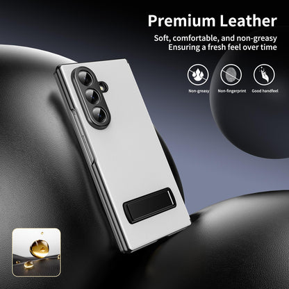 For Samsung Galaxy Z Fold7 5G Flip Cover Folding Holder Vegan Leather Protective Phone Case - White - EDA010136002E