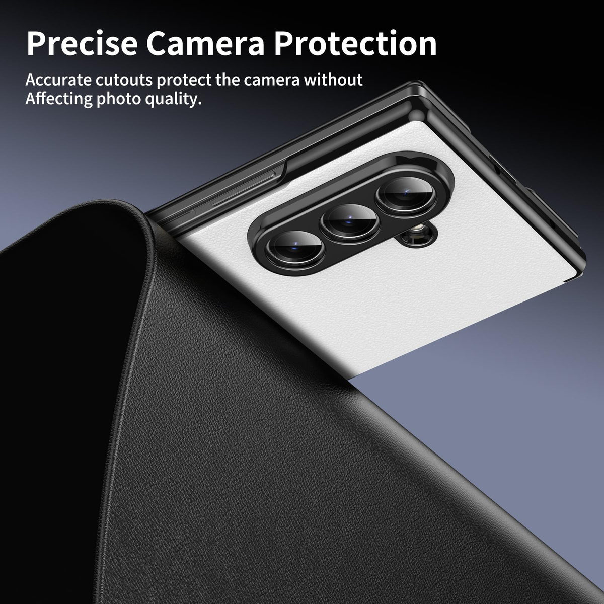 For Samsung Galaxy Z Fold7 5G Flip Cover Folding Holder Vegan Leather Protective Phone Case - White - EDA010136002E