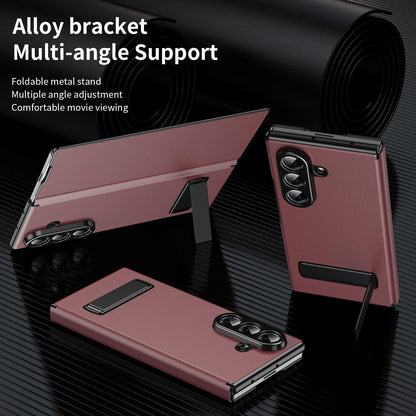 For Samsung Galaxy Z Fold7 5G Flip Cover Folding Holder Vegan Leather Protective Phone Case - Burgundy - EDA010136002F