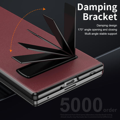 For Samsung Galaxy Z Fold7 5G Flip Cover Folding Holder Vegan Leather Protective Phone Case - Burgundy - EDA010136002F