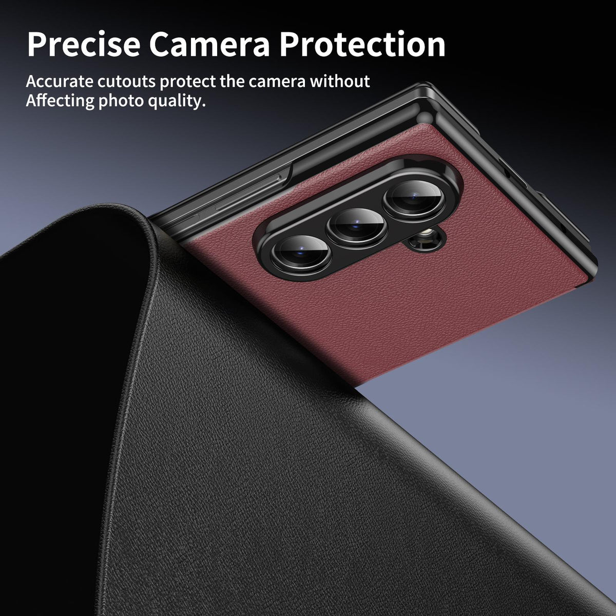 For Samsung Galaxy Z Fold7 5G Flip Cover Folding Holder Vegan Leather Protective Phone Case - Burgundy - EDA010136002F