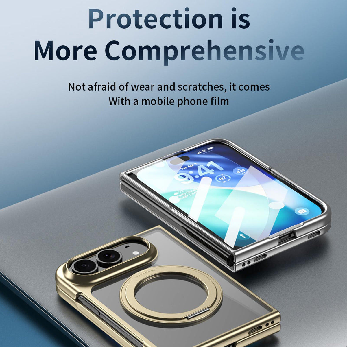 For iPhone Duo Clear Plated Magnetic Ring Holder Integrated Film Phone Case - Purple - EDA010136201B