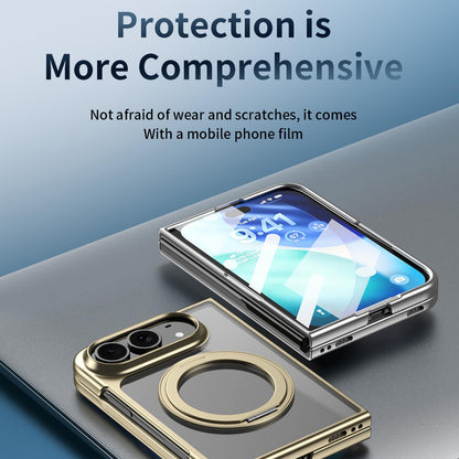 For iPhone Duo Clear Plated Magnetic Ring Holder Integrated Film Phone Case - Green - EDA010136201C
