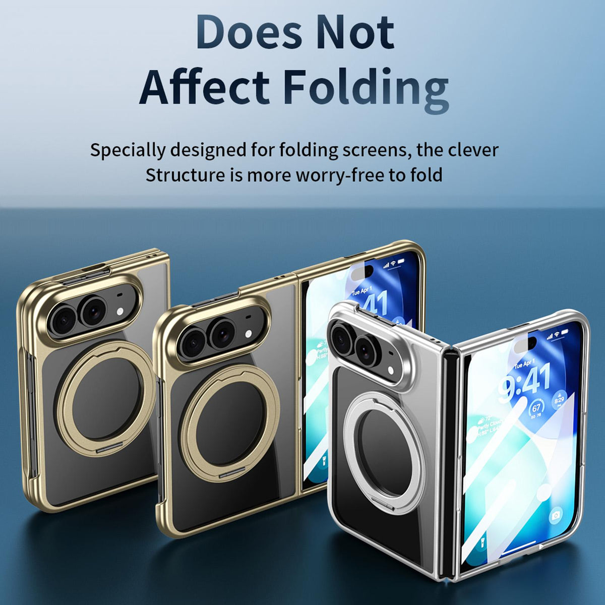 For iPhone Duo Clear Plated Magnetic Ring Holder Integrated Film Phone Case - Black - EDA010136201D