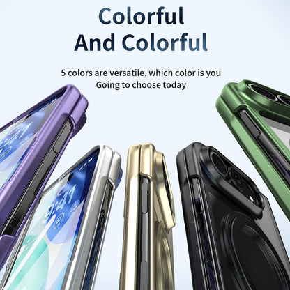 For iPhone Duo Clear Plated Magnetic Ring Holder Integrated Film Phone Case - Silver - EDA010136201E