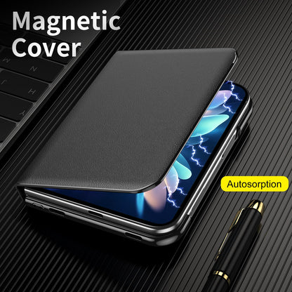 For iPhone Duo Flip Cover Folding Holder Vegan Leather Protective Phone Case - Black - EDA010136401C