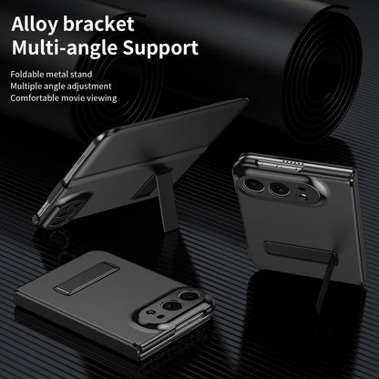For iPhone Duo Flip Cover Folding Holder Vegan Leather Protective Phone Case - Black - EDA010136401C