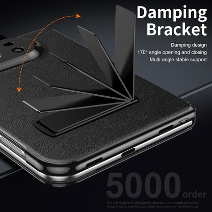 For iPhone Duo Flip Cover Folding Holder Vegan Leather Protective Phone Case - Black - EDA010136401C