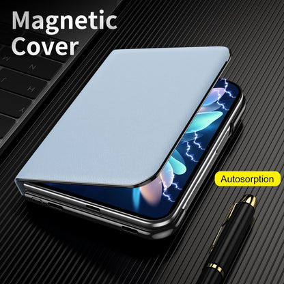 For iPhone Duo Flip Cover Folding Holder Vegan Leather Protective Phone Case - Pale Blue - EDA010136401D