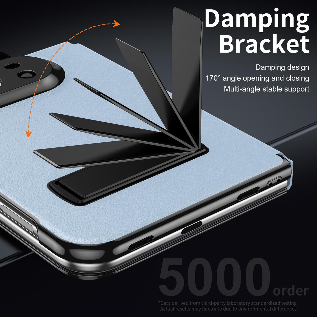 For iPhone Duo Flip Cover Folding Holder Vegan Leather Protective Phone Case - Pale Blue - EDA010136401D