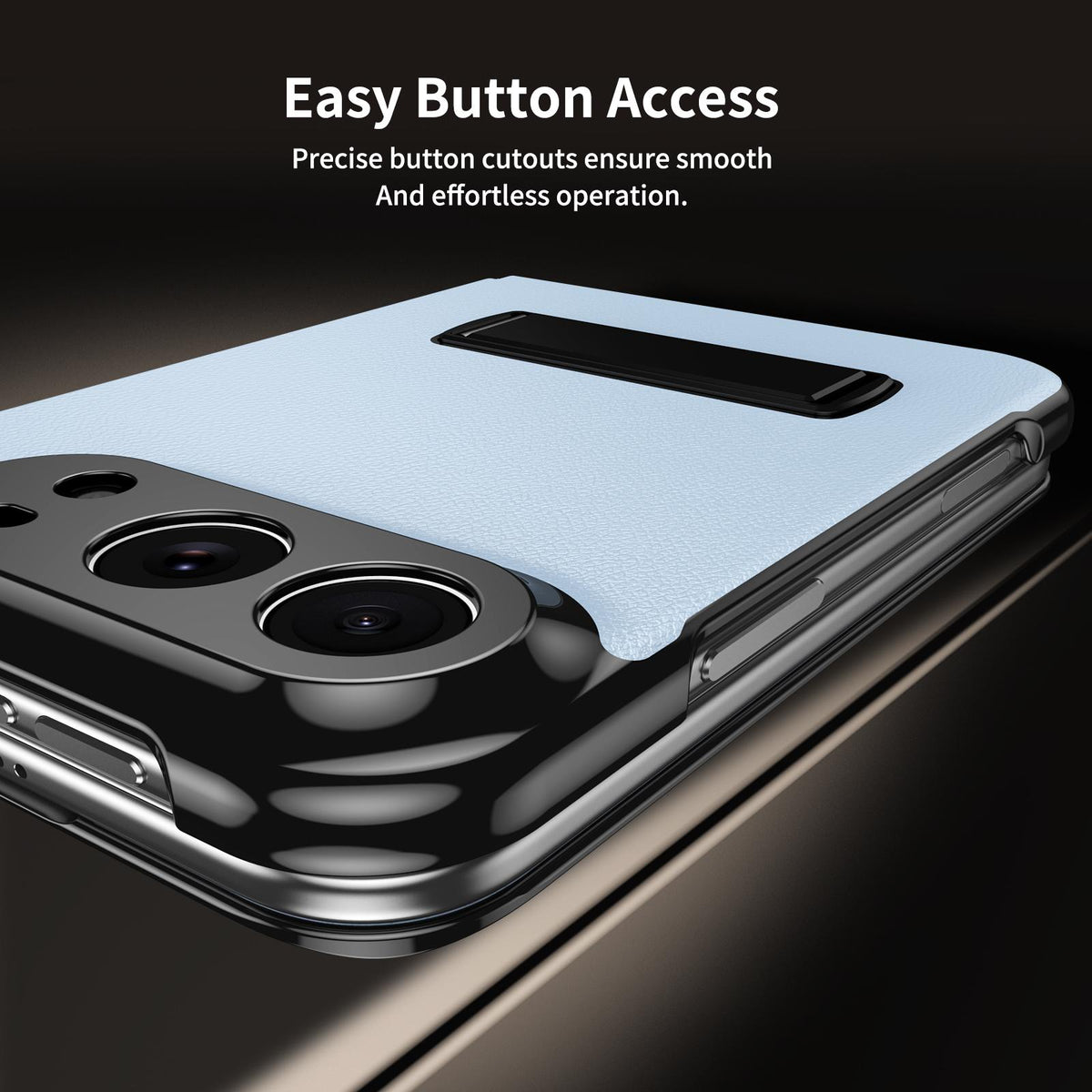 For iPhone Duo Flip Cover Folding Holder Vegan Leather Protective Phone Case - Pale Blue - EDA010136401D
