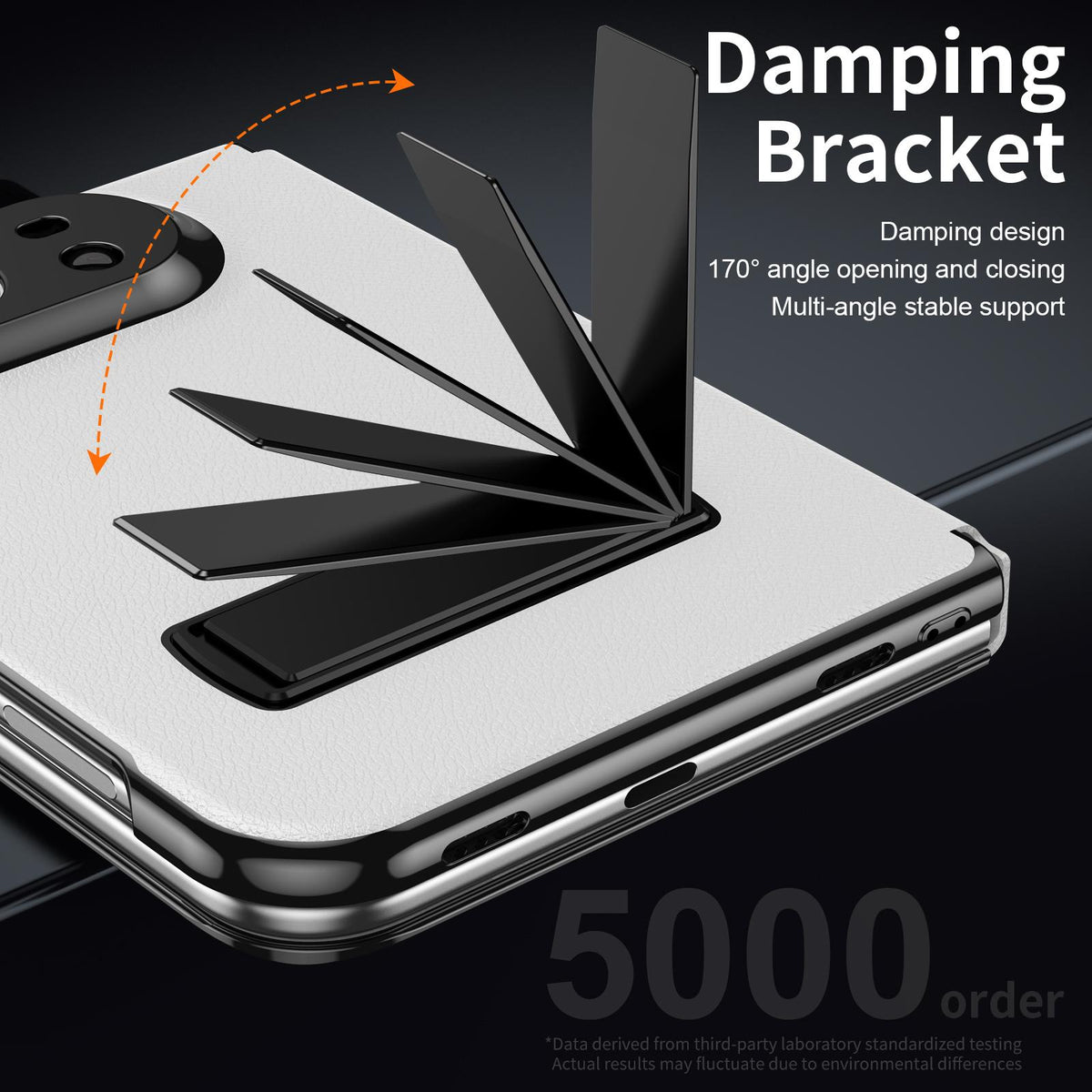 For iPhone Duo Flip Cover Folding Holder Vegan Leather Protective Phone Case - White - EDA010136401E