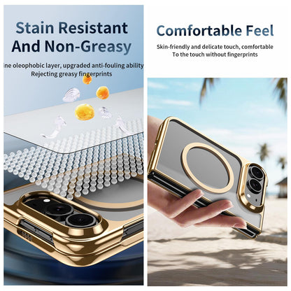 For iPhone Duo Clear Plated Magnetic Integrated Film Phone Case - Gold - EDA010136701A