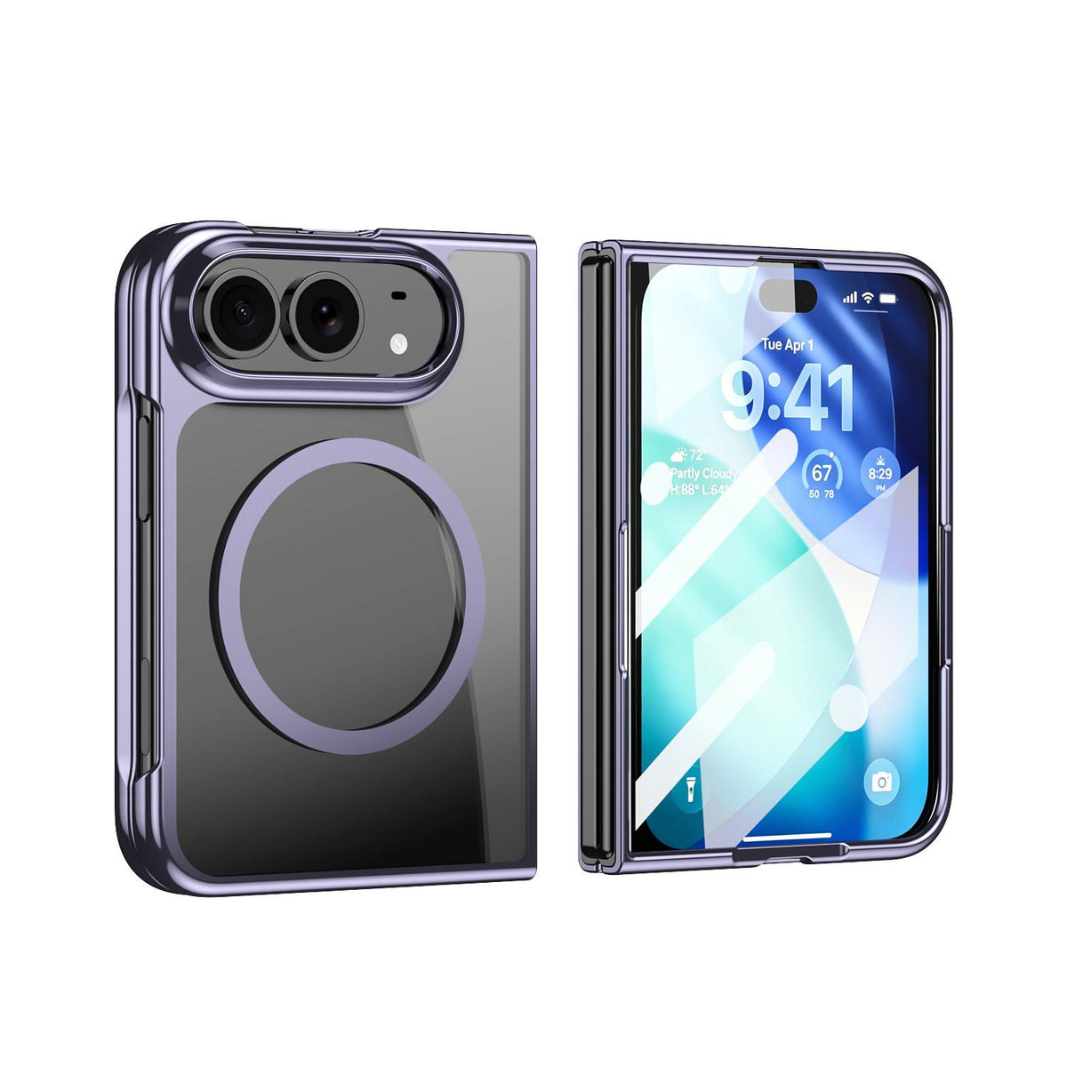 For iPhone Duo Clear Plated Magnetic Integrated Film Phone Case - Purple - EDA010136701B