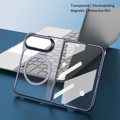 For iPhone Duo Clear Plated Magnetic Integrated Film Phone Case - Purple - EDA010136701B