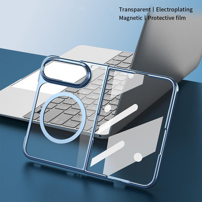 For iPhone Duo Clear Plated Magnetic Integrated Film Phone Case - Blue - EDA010136701C
