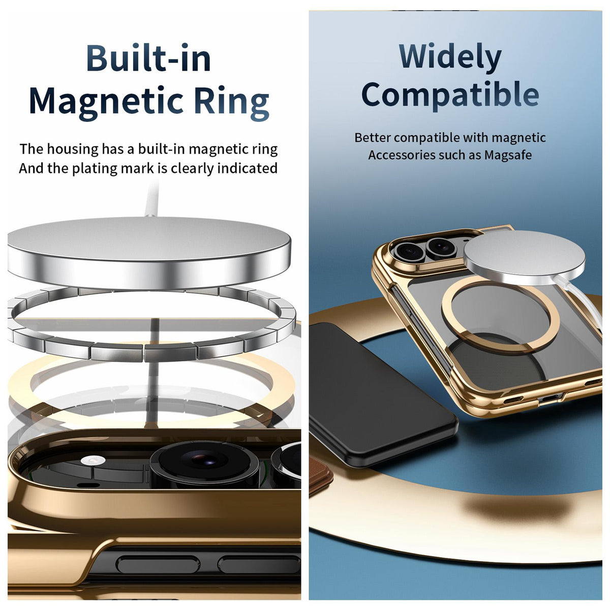 For iPhone Duo Clear Plated Magnetic Integrated Film Phone Case - Blue - EDA010136701C