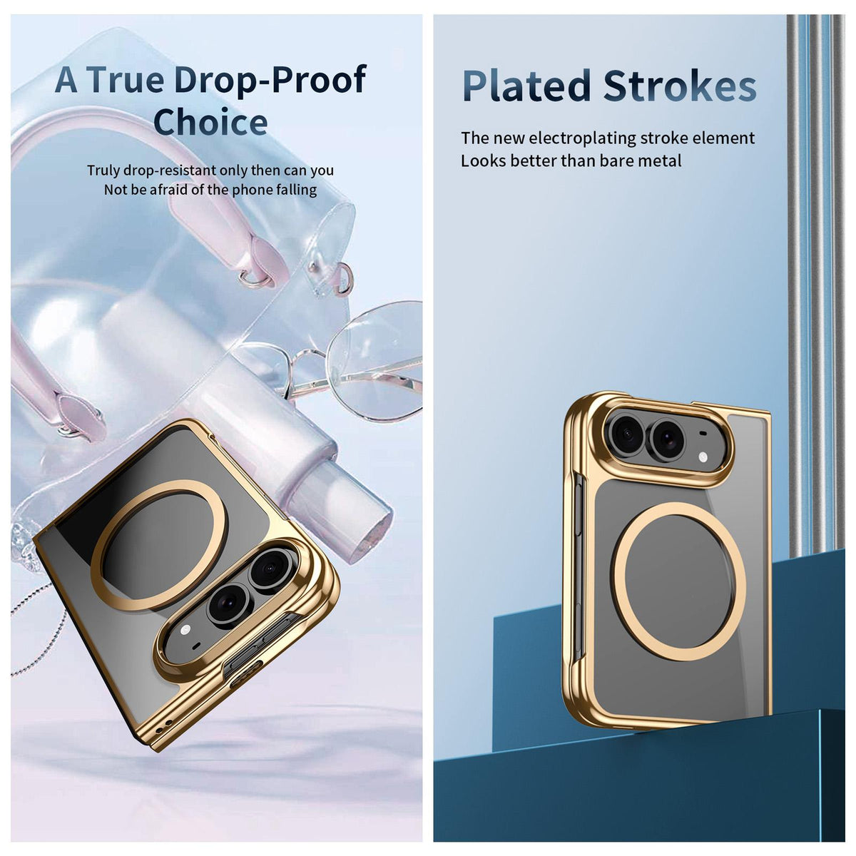 For iPhone Duo Clear Plated Magnetic Integrated Film Phone Case - Blue - EDA010136701C