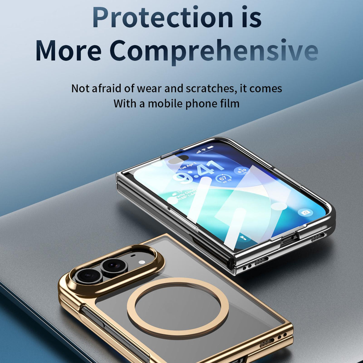 For iPhone Duo Clear Plated Magnetic Integrated Film Phone Case - Black - EDA010136701D