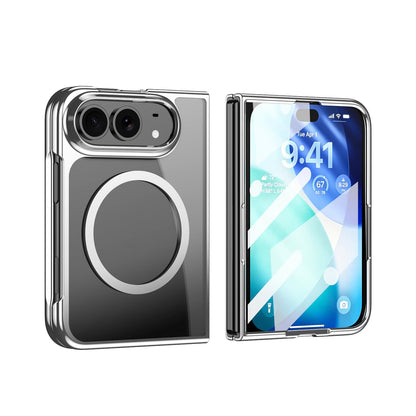 For iPhone Duo Clear Plated Magnetic Integrated Film Phone Case - Silver - EDA010136701E