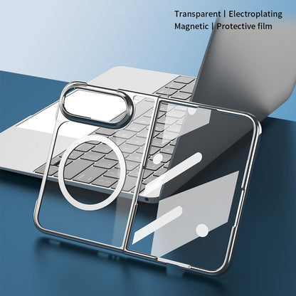 For iPhone Duo Clear Plated Magnetic Integrated Film Phone Case - Silver - EDA010136701E