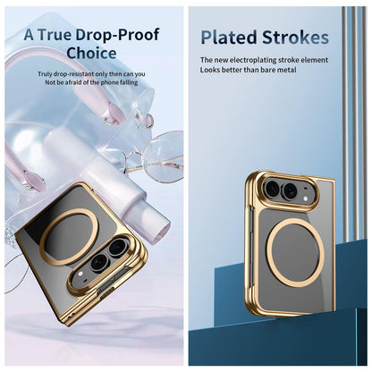 For iPhone Duo Clear Plated Magnetic Integrated Film Phone Case - Silver - EDA010136701E