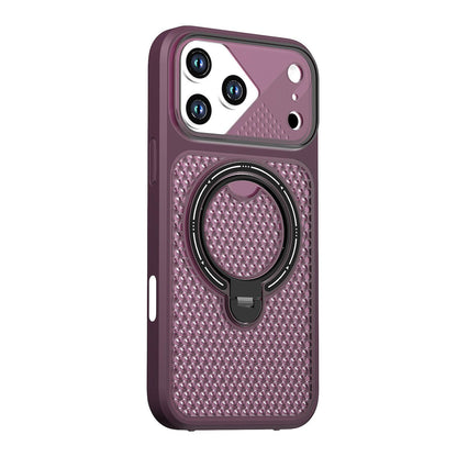 For iPhone 17 Pro Max Colored Cooling 360 Degree Rotation Ring Holder Magnetic Phone Case - Red - EDA010144901E
