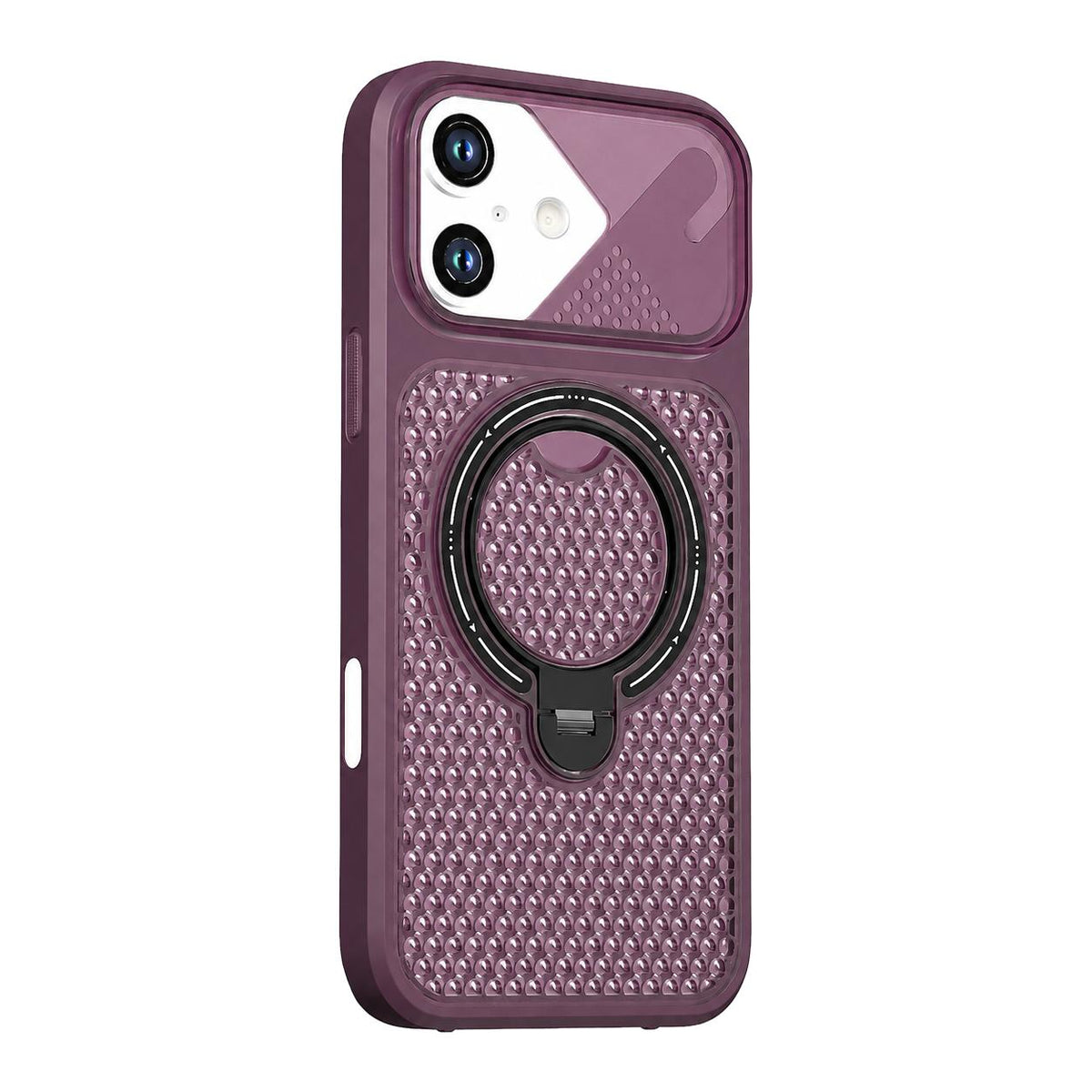 For iPhone 16 Plus Colored Cooling 360 Degree Rotation Ring Holder Magnetic Phone Case - Red - EDA010144907E