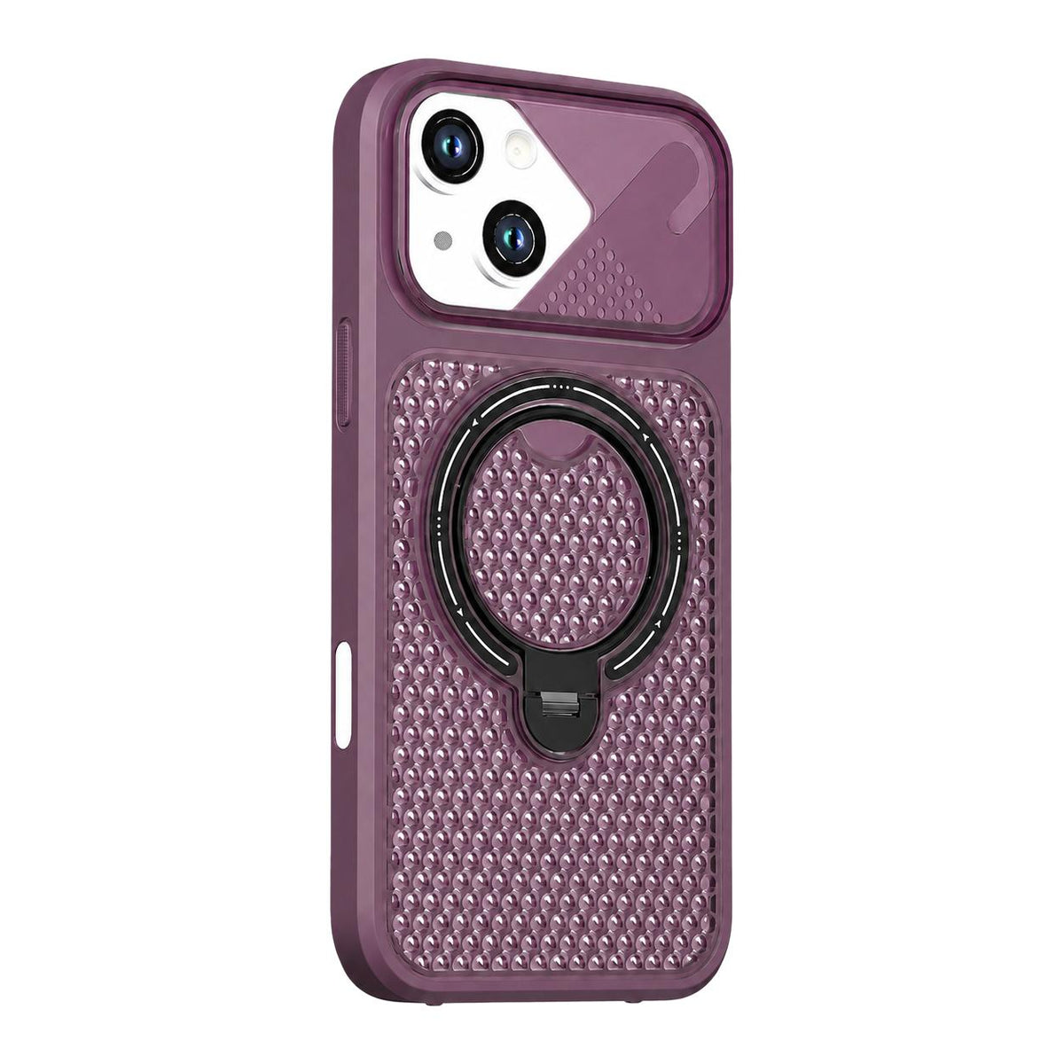 For iPhone 15 Plus Colored Cooling 360 Degree Rotation Ring Holder Magnetic Phone Case - Red - EDA010144911E