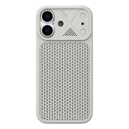 For iPhone 18 Mecha Style Heat Dissipation Mesh TPU Phone Case - Titanium Gray - EDA010148301F