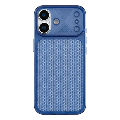 For iPhone 18 Mecha Style Heat Dissipation Mesh TPU Phone Case - Transparent Dark Blue - EDA010148301G