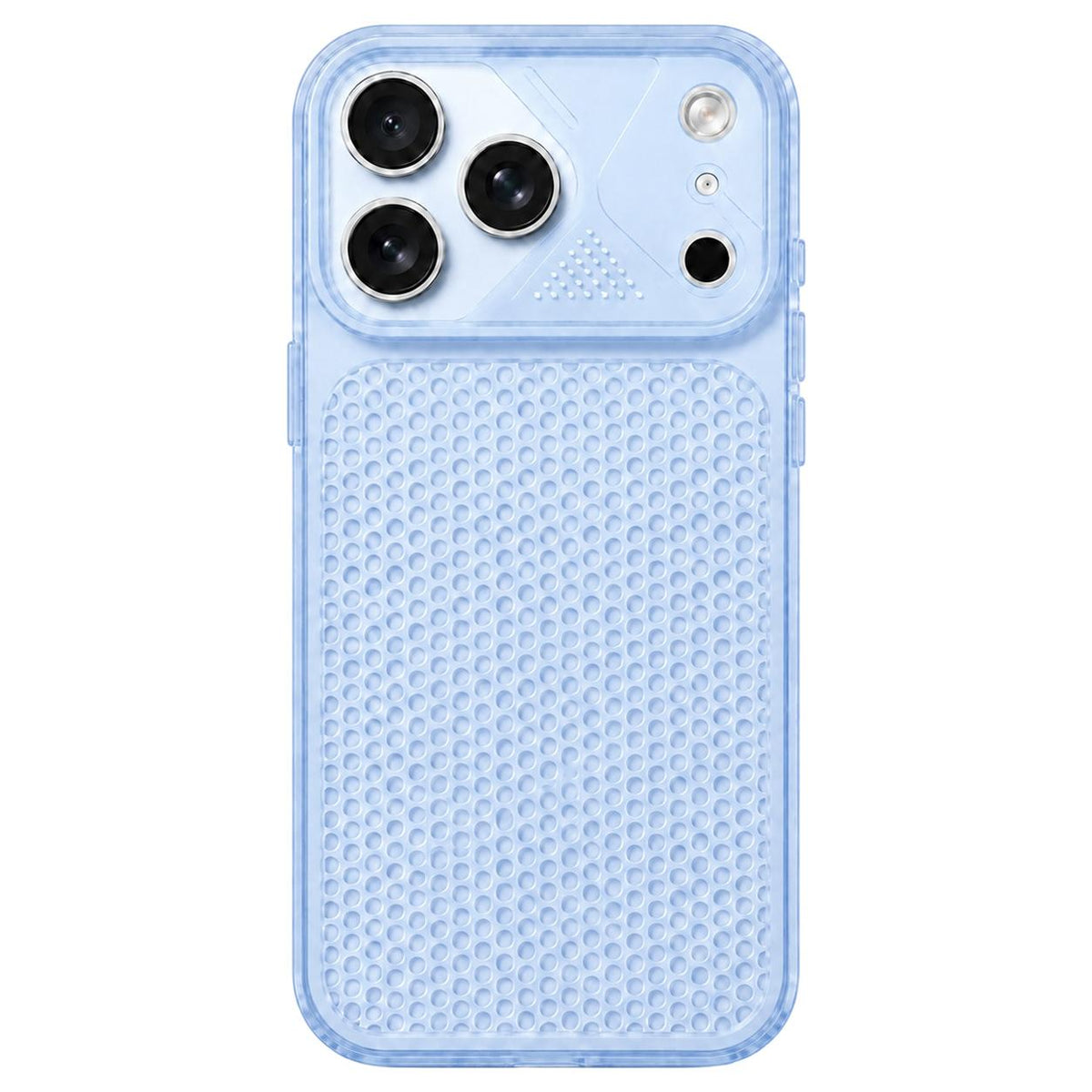 For iPhone 18 Pro Mecha Style Heat Dissipation Mesh TPU Phone Case - Transparent Blue - EDA010148302C