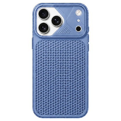 For iPhone 18 Pro Mecha Style Heat Dissipation Mesh TPU Phone Case - Transparent Dark Blue - EDA010148302G