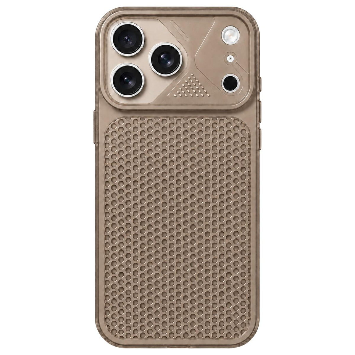 For iPhone 18 Pro Mecha Style Heat Dissipation Mesh TPU Phone Case - Transparent Grey - EDA010148302H