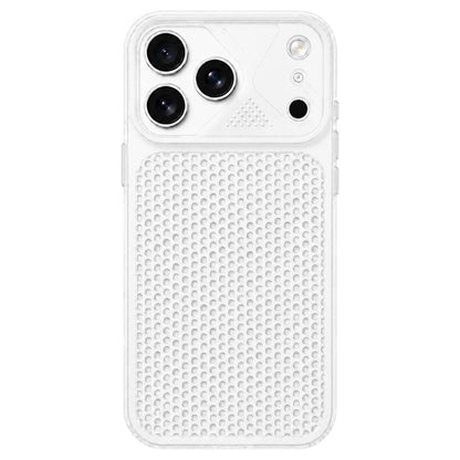 For iPhone 18 Pro Max Mecha Style Heat Dissipation Mesh TPU Phone Case - Transparent White - EDA010148303E