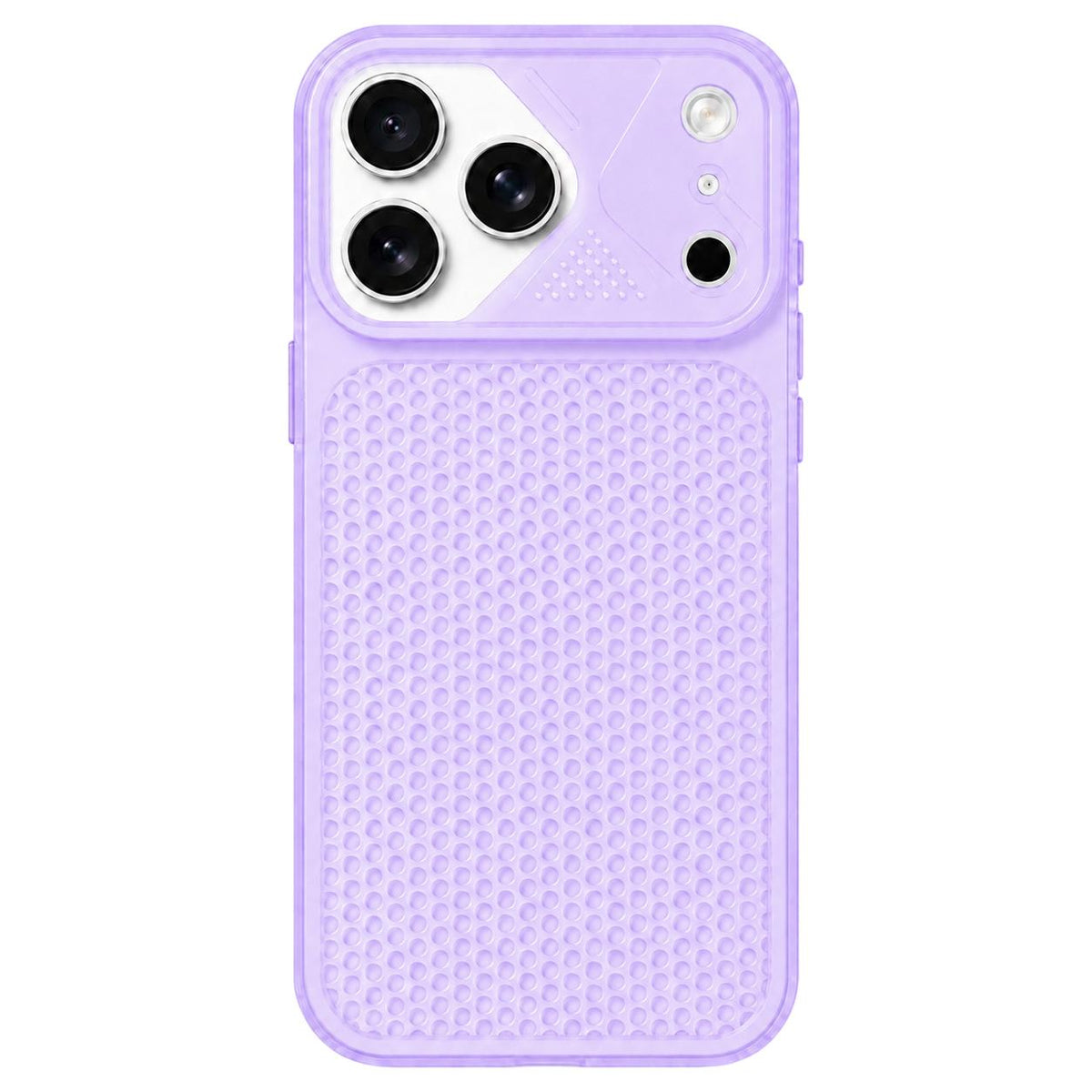For iPhone 17 Pro Mecha Style Heat Dissipation Mesh TPU Phone Case - Transparent Purple - EDA010148305A