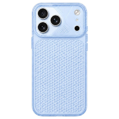 For iPhone 17 Pro Mecha Style Heat Dissipation Mesh TPU Phone Case - Transparent Blue - EDA010148305C