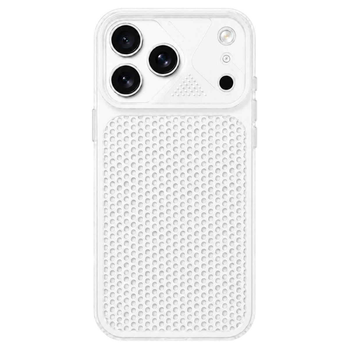 For iPhone 17 Pro Mecha Style Heat Dissipation Mesh TPU Phone Case - Transparent White - EDA010148305E