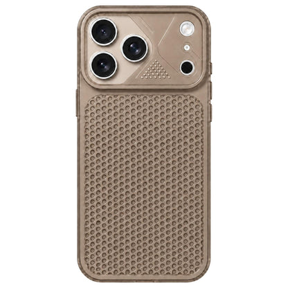 For iPhone 17 Pro Mecha Style Heat Dissipation Mesh TPU Phone Case - Transparent Grey - EDA010148305H