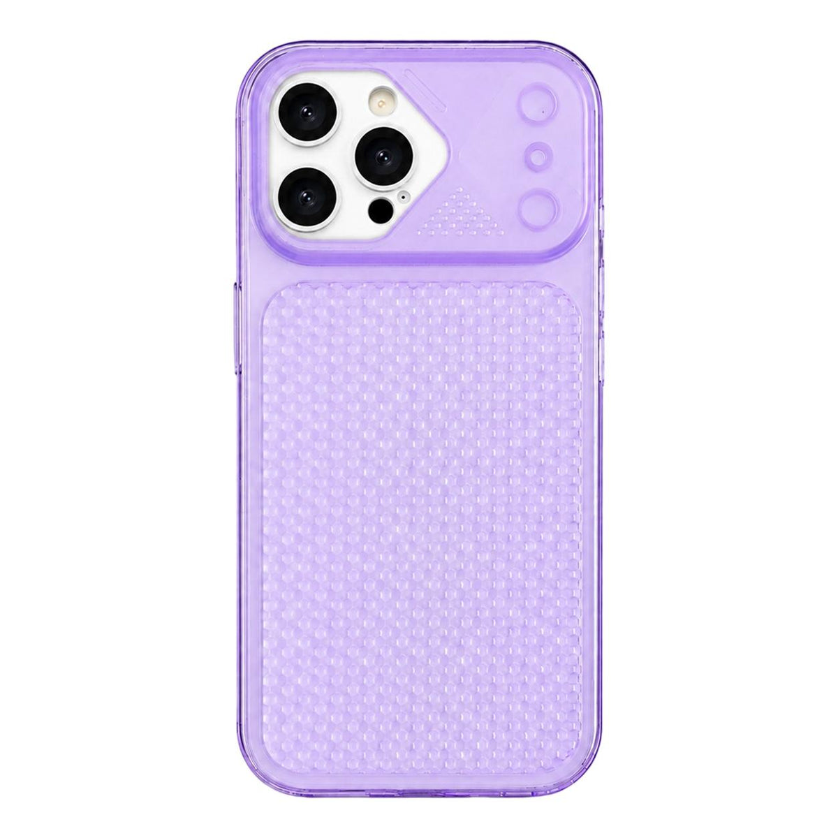 For iPhone 16 Pro Max Mecha Style Heat Dissipation Mesh TPU Phone Case - Transparent Purple - EDA010148307A