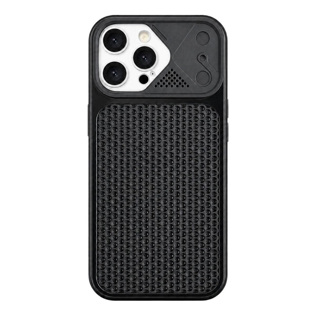 For iPhone 16 Pro Max Mecha Style Heat Dissipation Mesh TPU Phone Case - Black - EDA010148307B