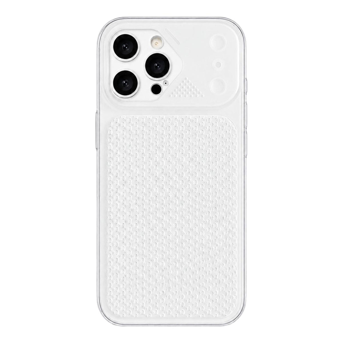 For iPhone 16 Pro Max Mecha Style Heat Dissipation Mesh TPU Phone Case - Transparent White - EDA010148307E