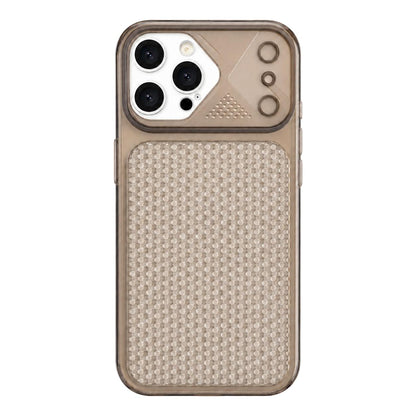 For iPhone 16 Pro Max Mecha Style Heat Dissipation Mesh TPU Phone Case - Transparent Grey - EDA010148307H