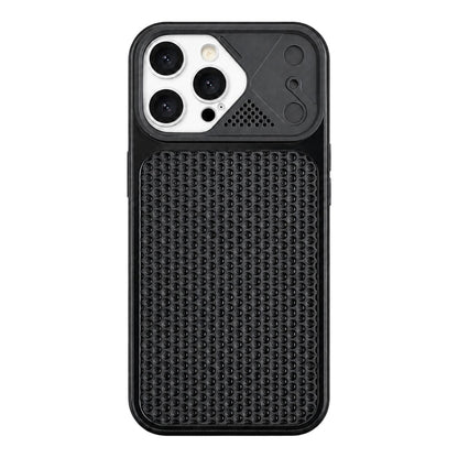 For iPhone 16 Pro Mecha Style Heat Dissipation Mesh TPU Phone Case - Black - EDA010148308B