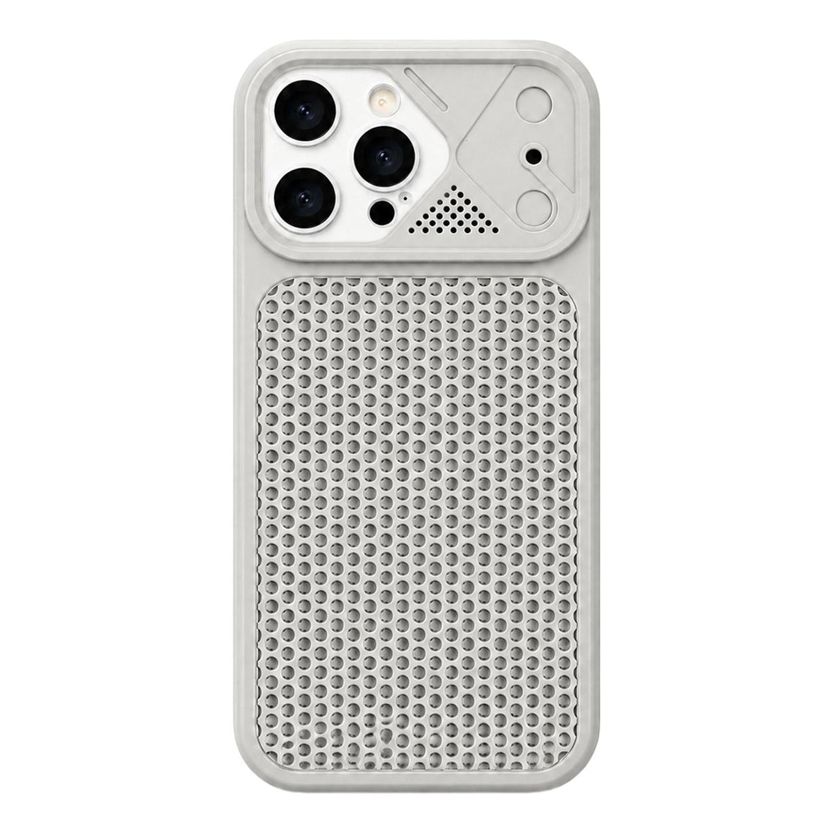 For iPhone 16 Pro Mecha Style Heat Dissipation Mesh TPU Phone Case - Titanium Gray - EDA010148308F