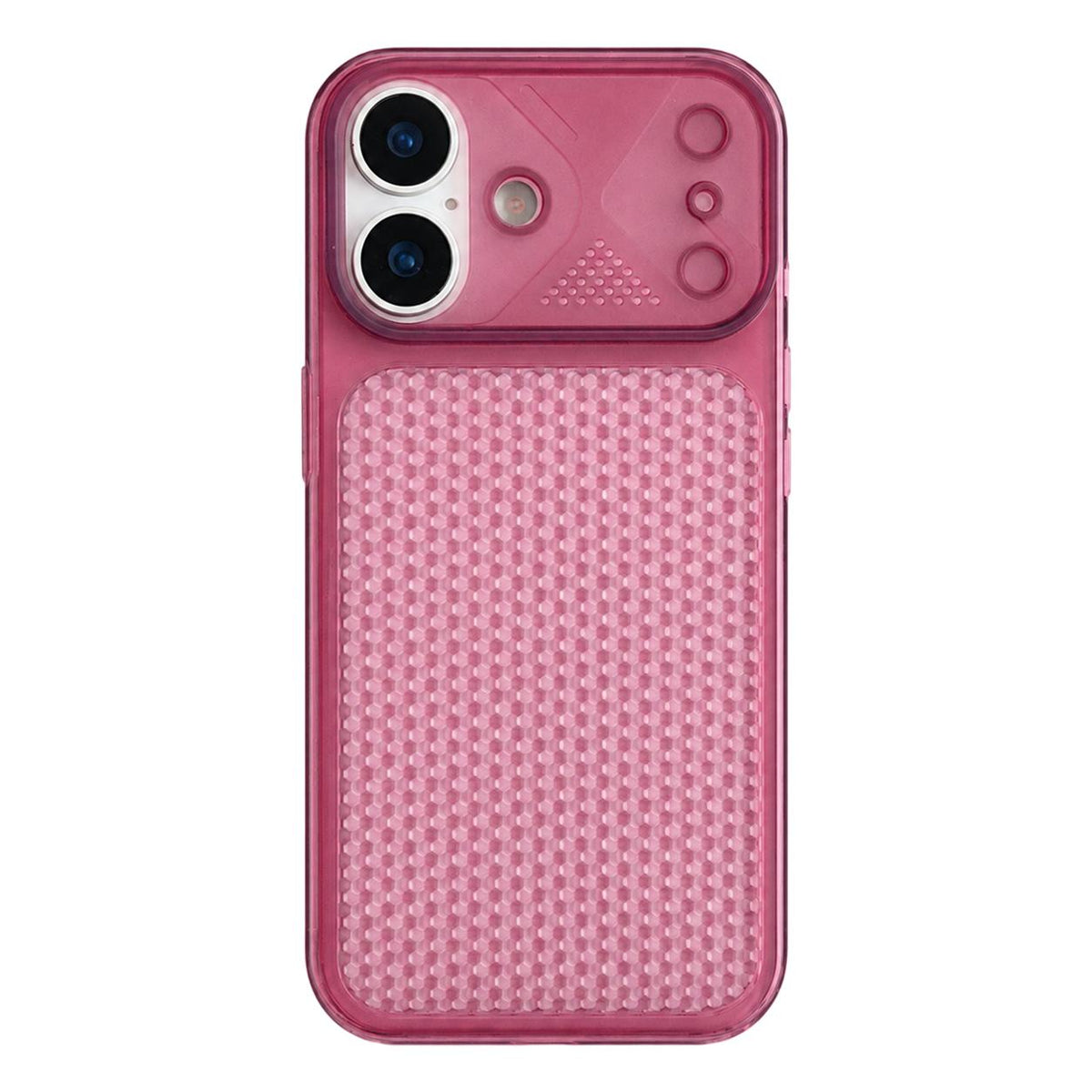For iPhone 16 Mecha Style Heat Dissipation Mesh TPU Phone Case - Transparent Red - EDA010148309D