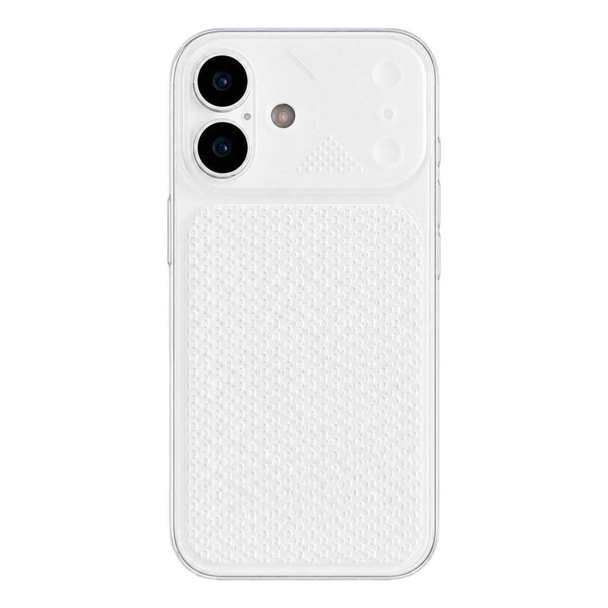 For iPhone 16 Mecha Style Heat Dissipation Mesh TPU Phone Case - Transparent White - EDA010148309E