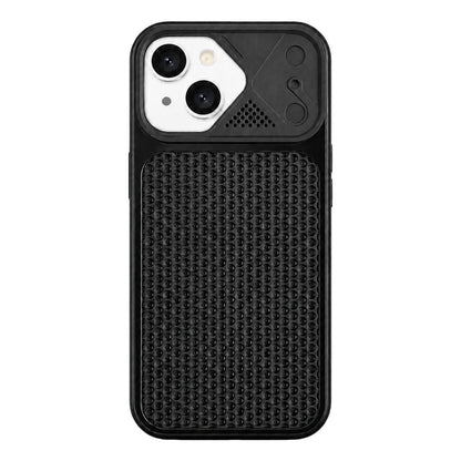 For iPhone 15 Mecha Style Heat Dissipation Mesh TPU Phone Case - Black - EDA010148312B
