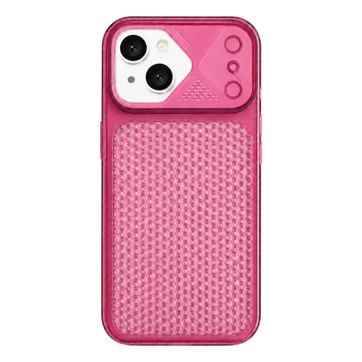 For iPhone 15 Mecha Style Heat Dissipation Mesh TPU Phone Case - Transparent Red - EDA010148312D